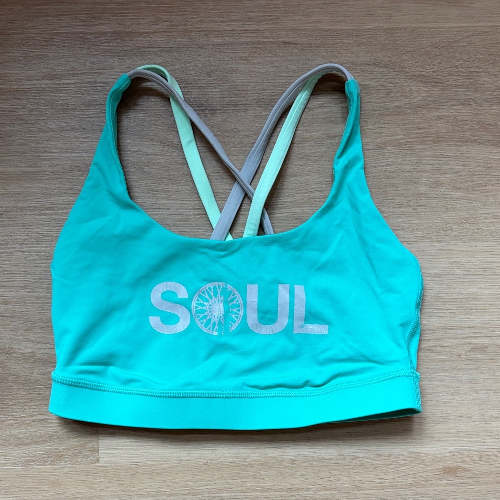 lululemon athletica Teal Sports Bra with “Soul Cycle” graphic